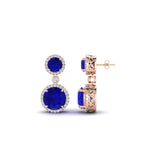 Load image into Gallery viewer, halo-round-sapphire-two-stone-drop-earrings-in-rose-gold-FD-EAR11203GSABL-NL-RG