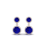 Load image into Gallery viewer, halo-round-sapphire-two-stone-drop-earrings-in-rose-gold-FD-EAR11203GSABL-NL-RG