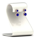 Load image into Gallery viewer, halo-round-sapphire-two-stone-drop-earrings-in-rose-gold-FD-EAR11203GSABL-NL-RG
