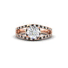 Load image into Gallery viewer, halo-swirl-round-cut-diamond-engagement-ring-with-black-diamond-in-FD-11180RORGBLACKANGLE3-NL-RG
