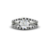 Load image into Gallery viewer, halo-swirl-round-cut-diamond-engagement-ring-with-black-diamond-in-FD-11180RORGBLACKANGLE3-NL-WG