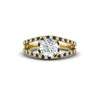 Load image into Gallery viewer, halo-swirl-round-cut-diamond-engagement-ring-with-black-diamond-in-FD-11180RORGBLACKANGLE3-NL-YG