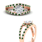 Load image into Gallery viewer, halo-swirl-round-cut-diamond-engagement-ring-with-emerald-in-FD-11180RORGEMGRANGLE3-NL-RG