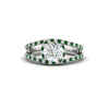 Load image into Gallery viewer, halo-swirl-round-cut-diamond-engagement-ring-with-emerald-in-FD-11180RORGEMGRANGLE3-NL-WG
