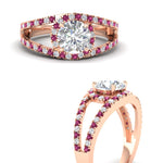 Load image into Gallery viewer, halo-swirl-round-cut-diamond-engagement-ring-with-pink-sapphire-in-FD-11180RORGSADRPIANGLE3-NL-RG