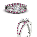 Load image into Gallery viewer, halo-swirl-round-cut-diamond-engagement-ring-with-pink-sapphire-in-FD-11180RORGSADRPIANGLE3-NL-WG