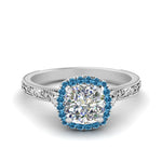 Load image into Gallery viewer, hand-engraved-cushion-cut-halo-diamond-engagement-ring-with-blue-topaz-in-white-gold-FD8588CURGICBLTO-NL-WG?v=1757588307