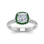 Load image into Gallery viewer, hand-engraved-cushion-cut-halo-diamond-engagement-ring-with-emerald-in-white-gold-FD8588CURGEMGRANGLE5-NL-WG?v=1757588306