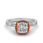 Load image into Gallery viewer, hand-engraved-cushion-cut-halo-diamond-engagement-ring-with-orange-sapphire-in-white-gold-FD8588CURGSAOR-NL-WG?v=1757588306