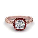 Load image into Gallery viewer, hand-engraved-cushion-cut-halo-diamond-engagement-ring-with-ruby-in-rose-gold-FD8588CURGRUDR-NL-RG?v=1757588307