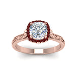 Load image into Gallery viewer, hand-engraved-cushion-cut-halo-diamond-engagement-ring-with-ruby-in-rose-gold-FD8588CURGRUDRANGLE5-NL-RG?v=1757588307