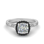Load image into Gallery viewer, hand-engraved-cushion-cut-halo-engagement-ring-with-black-diamond-in-white-gold-FD8588CURGBLACK-NL-WG?v=1757588307