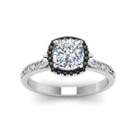 Load image into Gallery viewer, hand-engraved-cushion-cut-halo-engagement-ring-with-black-diamond-in-white-gold-FD8588CURGBLACKANGLE5-NL-WG?v=1757588306