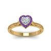 Load image into Gallery viewer, hand-engraved-heart-shaped-halo-diamond-engagement-ring-with-purple-topaz-in-yellow-gold-FD8588HTRGVITOANGLE5-NL-YG_5243f5a0-671f-4a52-9ca7-6afc554c39b5?v=1757588509