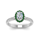 Load image into Gallery viewer, hand-engraved-oval-shaped-halo-diamond-engagement-ring-with-emerald-in-white-gold-FD8588OVRGEMGRANGLE5-NL-WG?v=1757588385
