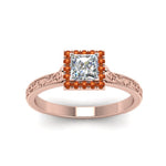 Load image into Gallery viewer, hand-engraved-princess-cut-halo-diamond-engagement-ring-with-orange-sapphire-in-rose-gold-FD8588PRRGSAORANGLE5-NL-RG_8d2c3435-a0a3-4a8e-8da4-c39c71d6ecfc?v=1757589545