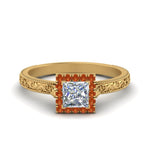 Load image into Gallery viewer, hand-engraved-princess-cut-halo-diamond-engagement-ring-with-orange-sapphire-in-yellow-gold-FD8588PRRGSAOR-NL-YG_669ba90a-4057-44a0-ade5-f9f70d550282?v=1757589545