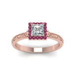 Load image into Gallery viewer, hand-engraved-princess-cut-halo-diamond-engagement-ring-with-pink-sapphire-in-rose-gold-FD8588PRRGSADRPIANGLE5-NL-RG_311521ce-51ef-47e2-b3ed-83152c396b4a?v=1757589544