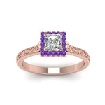 Load image into Gallery viewer, hand-engraved-princess-cut-halo-diamond-engagement-ring-with-purple-topaz-in-rose-gold-FD8588PRRGVITOANGLE5-NL-RG_b7f636d3-4249-4791-903a-2365a8244aca?v=1757589545