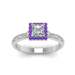 Load image into Gallery viewer, hand-engraved-princess-cut-halo-diamond-engagement-ring-with-purple-topaz-in-white-gold-FD8588PRRGVITOANGLE5-NL-WG_943c0ddd-5931-469b-bdf5-13643d257553?v=1757589545
