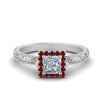 Load image into Gallery viewer, hand-engraved-princess-cut-halo-diamond-engagement-ring-with-ruby-in-white-gold-FD8588PRRGRUDR-NL-WG_378dbfa2-c0bc-4e76-be39-05e74b66c6cd?v=1757589545