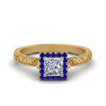 Load image into Gallery viewer, hand-engraved-princess-cut-halo-diamond-engagement-ring-with-sapphire-in-yellow-gold-FD8588PRRGSABL-NL-YG_413f28ce-2d19-48f6-afd4-1b083bfb2e58?v=1757589544