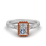 Load image into Gallery viewer, hand-engraved-radiant-cut-halo-diamond-engagement-ring-with-orange-sapphire-in-white-gold-FD8588RARGSAOR-NL-WG?v=1757588450