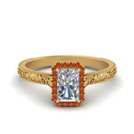Load image into Gallery viewer, hand-engraved-radiant-cut-halo-diamond-engagement-ring-with-orange-sapphire-in-yellow-gold-FD8588RARGSAOR-NL-YG?v=1757588449