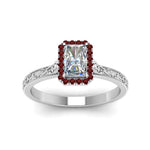 Load image into Gallery viewer, hand-engraved-radiant-cut-halo-diamond-engagement-ring-with-ruby-in-white-gold-FD8588RARGRUDRANGLE5-NL-WG?v=1757588444