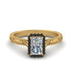 Load image into Gallery viewer, hand-engraved-radiant-cut-halo-engagement-ring-with-black-diamond-in-yellow-gold-FD8588RARGBLACK-NL-YG?v=1757588450
