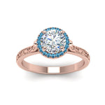 Load image into Gallery viewer, hand-engraved-round-cut-halo-diamond-engagement-ring-with-blue-topaz-in-rose-gold-FD8588RORGICBLTOANGLE5-NL-RG_c41031d9-da0f-4dbd-b2be-772731f8c43d?v=1757588579