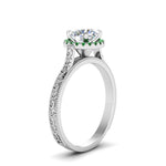 Load image into Gallery viewer, hand-engraved-round-cut-halo-diamond-engagement-ring-with-emerald-in-white-gold-FD8588RORGEMGRANGLE2-NL-WG_435234a8-c197-4123-b583-48e11949e7b0?v=1757588580