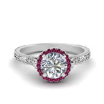 Load image into Gallery viewer, hand-engraved-round-cut-halo-diamond-engagement-ring-with-pink-sapphire-in-white-gold-FD8588RORGSADRPI-NL-WG_a9e3ae9a-c287-41e5-a0fc-e42f7a279148?v=1757588579