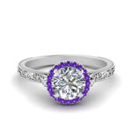 Load image into Gallery viewer, hand-engraved-round-cut-halo-diamond-engagement-ring-with-purple-topaz-in-white-gold-FD8588RORGVITO-NL-WG_66cbd67e-31e8-488a-b516-e626c55ef97a?v=1757588583