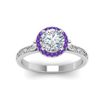Load image into Gallery viewer, hand-engraved-round-cut-halo-diamond-engagement-ring-with-purple-topaz-in-white-gold-FD8588RORGVITOANGLE5-NL-WG_9be454e9-e98f-4334-81de-5addf5e07aa8?v=1757588582
