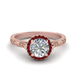 Load image into Gallery viewer, hand-engraved-round-cut-halo-diamond-engagement-ring-with-ruby-in-rose-gold-FD8588RORGRUDR-NL-RG_bf0e23a2-6a0b-482d-8383-03f7d569d15c?v=1757588582
