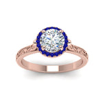 Load image into Gallery viewer, hand-engraved-round-cut-halo-diamond-engagement-ring-with-sapphire-in-rose-gold-FD8588RORGSABLANGLE5-NL-RG_d3f6a670-e900-4d5c-b586-32b41da98a65?v=1757588585