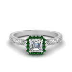 Load image into Gallery viewer, hand-engraved-vintage-asscher-diamond-engagement-ring-with-emerald-halo-in-white-gold-FD8588ASRGEMGR-NL-WG_c134eaff-e8e5-493e-b467-76e294a5a3ab?v=1757589528