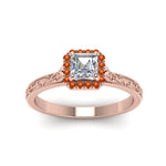 Load image into Gallery viewer, hand-engraved-vintage-asscher-diamond-engagement-ring-with-orange-sapphire-halo-in-rose-gold-FD8588ASRGSAORANGLE5-NL-RG_19c662e1-2981-4115-b797-73337ec3bf39?v=1757589528