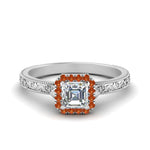 Load image into Gallery viewer, hand-engraved-vintage-asscher-diamond-engagement-ring-with-orange-sapphire-halo-in-white-gold-FD8588ASRGSAOR-NL-WG_f08c82e1-023c-4d3a-a386-2913f13bda13?v=1757589527