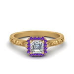 Load image into Gallery viewer, hand-engraved-vintage-asscher-diamond-engagement-ring-with-purple-topaz-halo-in-yellow-gold-FD8588ASRGVITO-NL-YG_d70eaf00-c005-43c5-b6b2-dec1f5bab6d4?v=1757589528