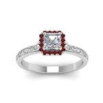 Load image into Gallery viewer, hand-engraved-vintage-asscher-diamond-engagement-ring-with-ruby-halo-in-white-gold-FD8588ASRGRUDRANGLE5-NL-WG?v=1757678067