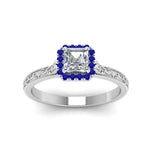 Load image into Gallery viewer, hand-engraved-vintage-asscher-diamond-engagement-ring-with-sapphire-halo-in-white-gold-FD8588ASRGSABLANGLE5-NL-WG?v=1757588472