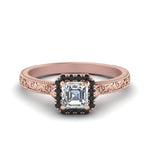 Load image into Gallery viewer, hand-engraved-vintage-asscher-engagement-ring-with-black-diamond-halo-in-rose-gold-FD8588ASRGBLACK-NL-RG_38289e3d-70a0-4d0b-a7d3-141cef8110ee?v=1757589528