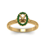 Load image into Gallery viewer, hand-engraved-vintage-semi-mount-engagement-ring-with-emerald-halo-in-yellow-gold-FD8588SMRGEMGRANGLE5-NL-YG?v=1757589033