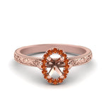 Load image into Gallery viewer, hand-engraved-vintage-semi-mount-engagement-ring-with-orange-sapphire-halo-in-rose-gold-FD8588SMRGSAOR-NL-RG?v=1757589034