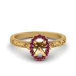 Load image into Gallery viewer, hand-engraved-vintage-semi-mount-engagement-ring-with-pink-sapphire-halo-in-yellow-gold-FD8588SMRGSADRPI-NL-YG?v=1757589034