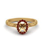 Load image into Gallery viewer, hand-engraved-vintage-semi-mount-engagement-ring-with-ruby-halo-in-yellow-gold-FD8588SMRGRUDR-NL-YG?v=1757589033