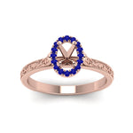Load image into Gallery viewer, hand-engraved-vintage-semi-mount-engagement-ring-with-sapphire-halo-in-rose-gold-FD8588SMRGSABLANGLE5-NL-RG?v=1757589033