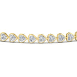 Load image into Gallery viewer, heart-cut-diamond-bezel-tennis-bracelet-in-yellow-gold-fdbrc10581htangle2-4-40-ct-nl-yg